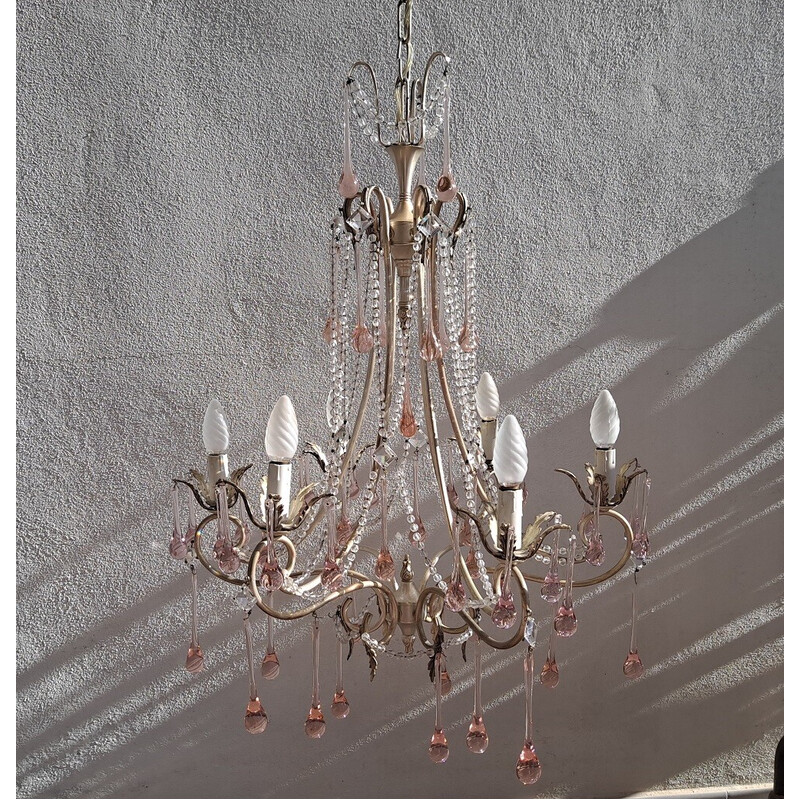 Vintage Murano glass chandelier, Italy 1940s