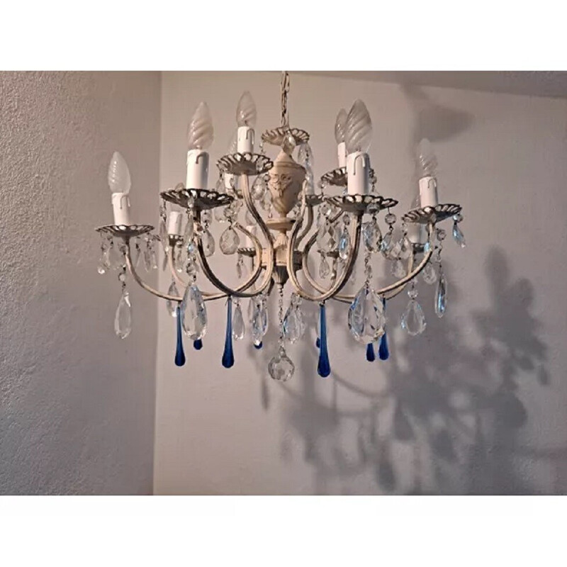 Italian vintage two tier crystal chandelier 12 lights