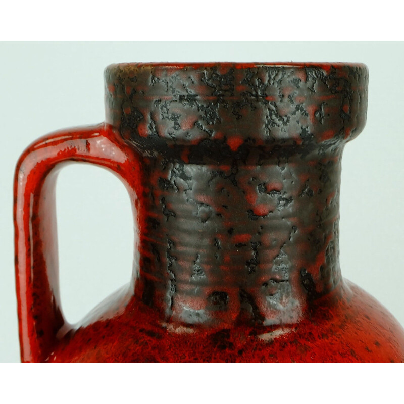 Carstens "7604-45" vintage black vase with red drip glaze - 1960s