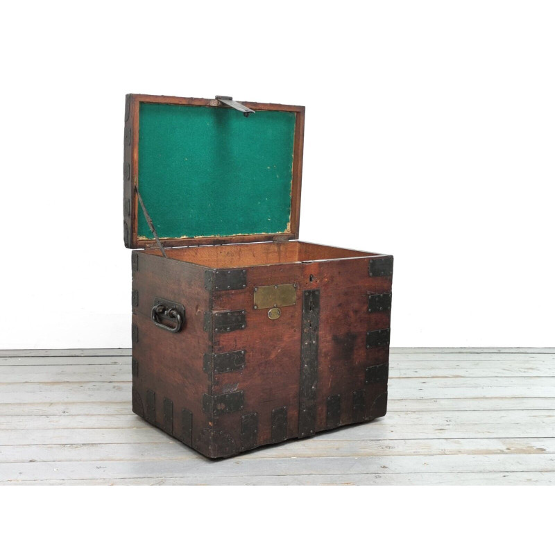 Vintage solid hard wood trunk chest by Victoria Hunt and Roskell