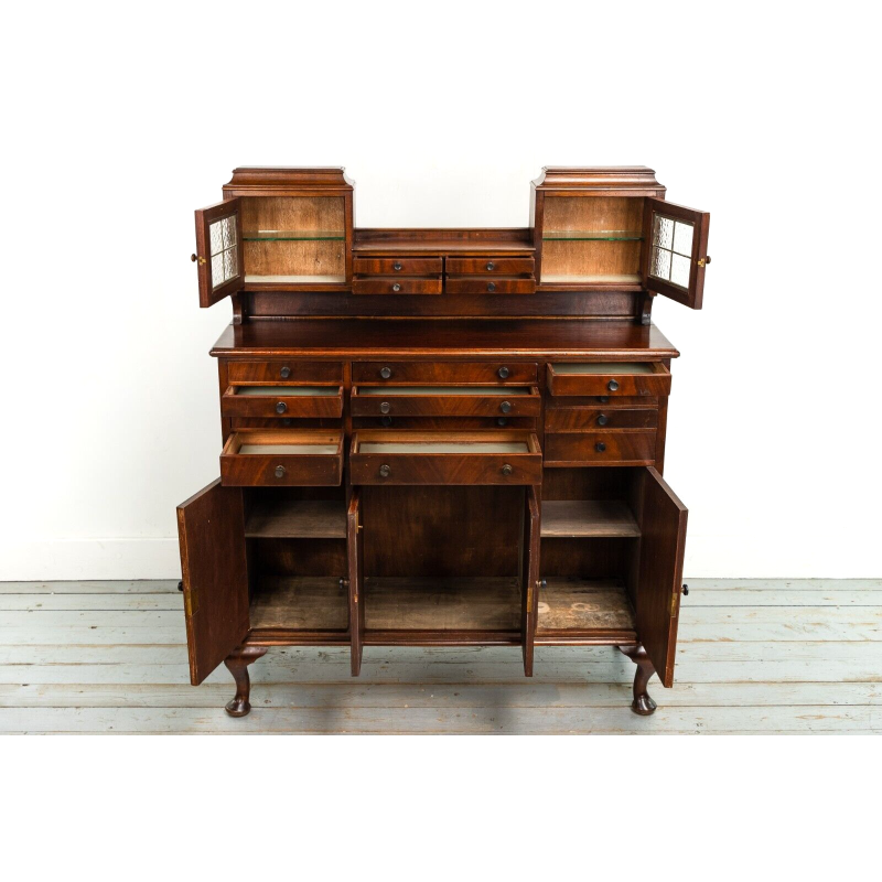 Mid century mahogany decorative dentist cabinet