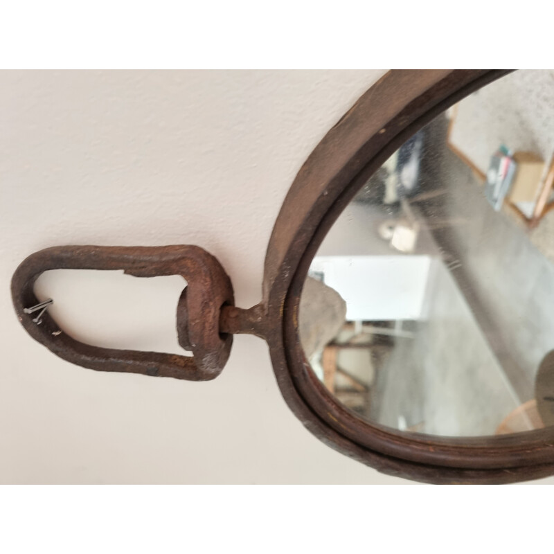 Espejo de araña de hierro fundido Brutalista Vintage