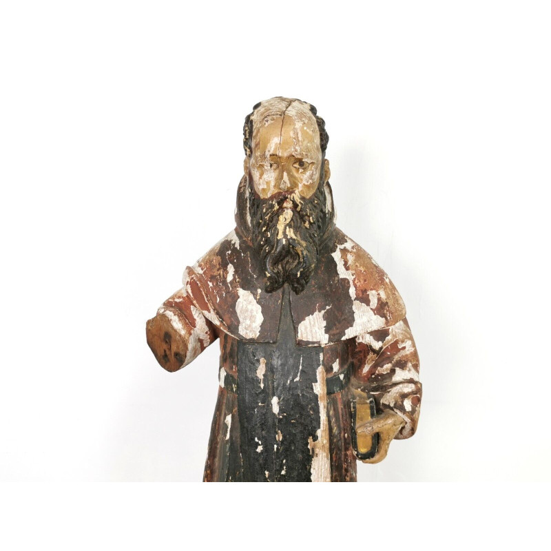 Figure religieuse vintage polychrome du sud de l'Europe