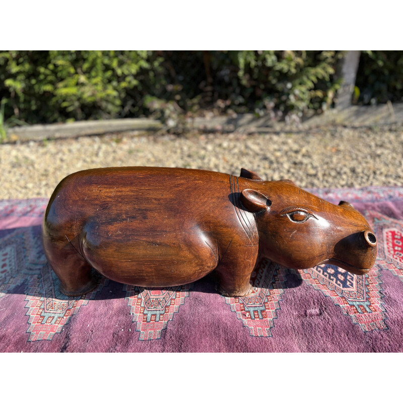 Vintage hippopotamus sculpture, 1950s