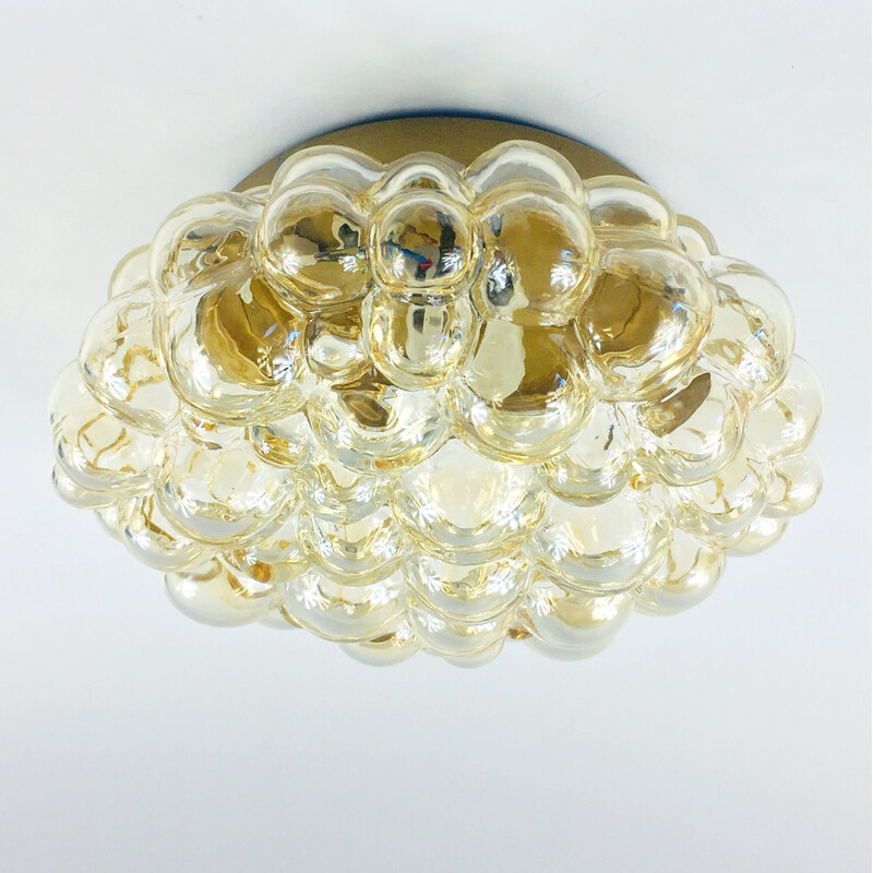 Mid-century amber Bubble glass ceiling lamp by Helena Tynell for Limburg, Germany 1970s