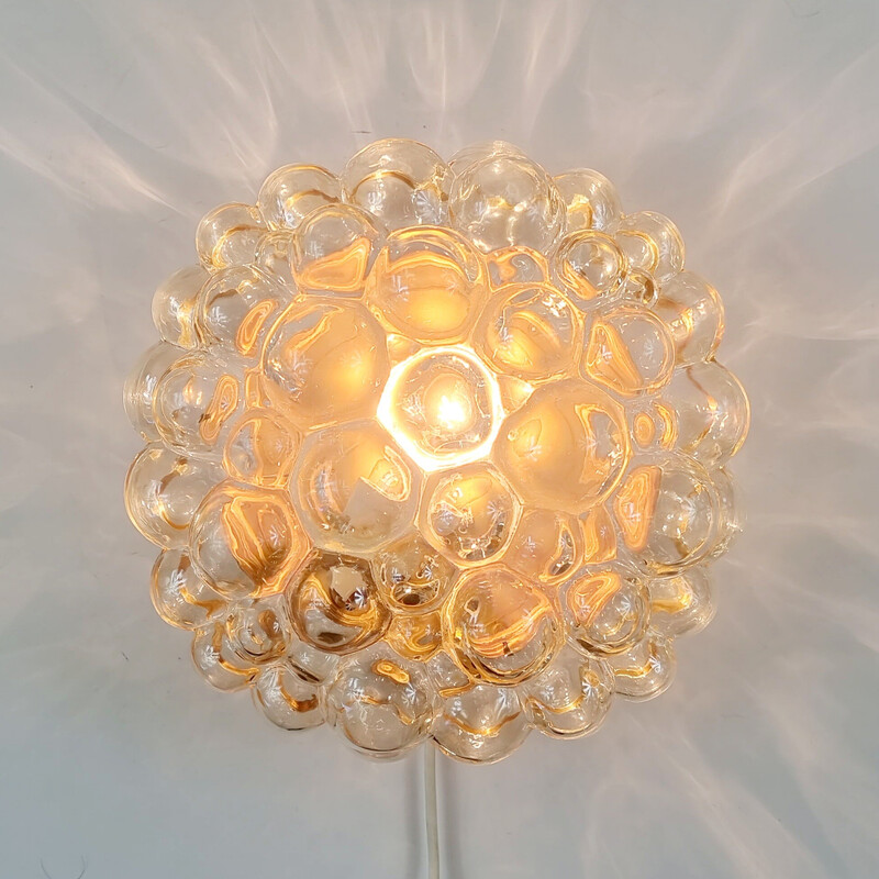 Mid-eeuwse amberkleurige glazen bubbeltjesplafondlamp van Helena Tynell voor Limburg, Duitsland 1970