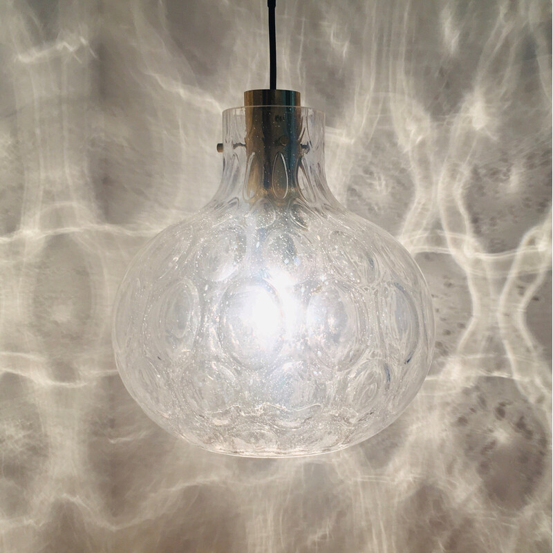 Mid-century Bubble glass and brass pendant lamp by Helena Tynell for Limburg, Germany 1960s