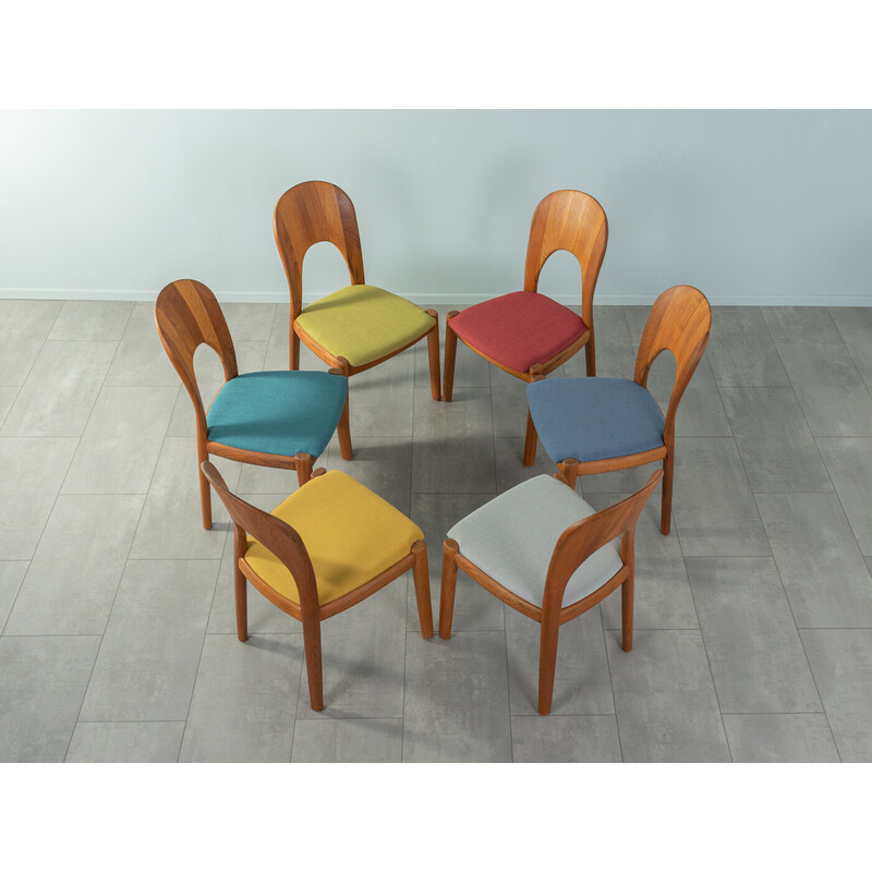 Ensemble de 6 chaises vintage en teck par Niels Koefoed pour Hornslet, Danemark 1960