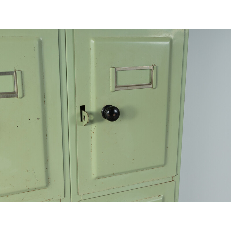 Vintage green metal locker, Netherlands 1950s