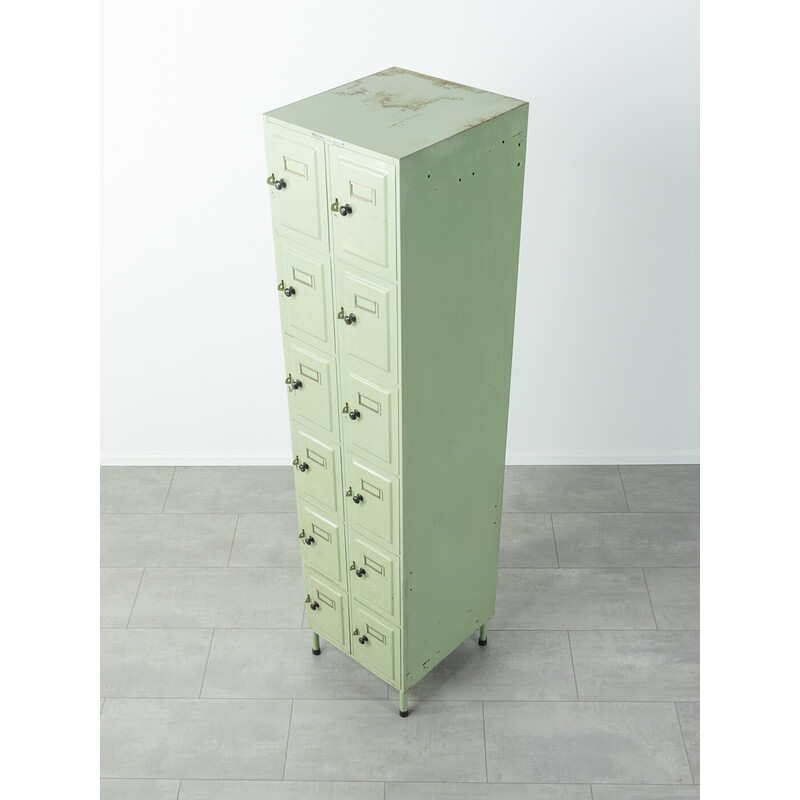 Vintage green metal locker, Netherlands 1950s