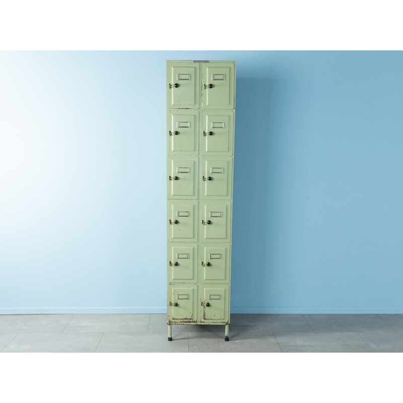 Vintage green metal locker, Netherlands 1950s