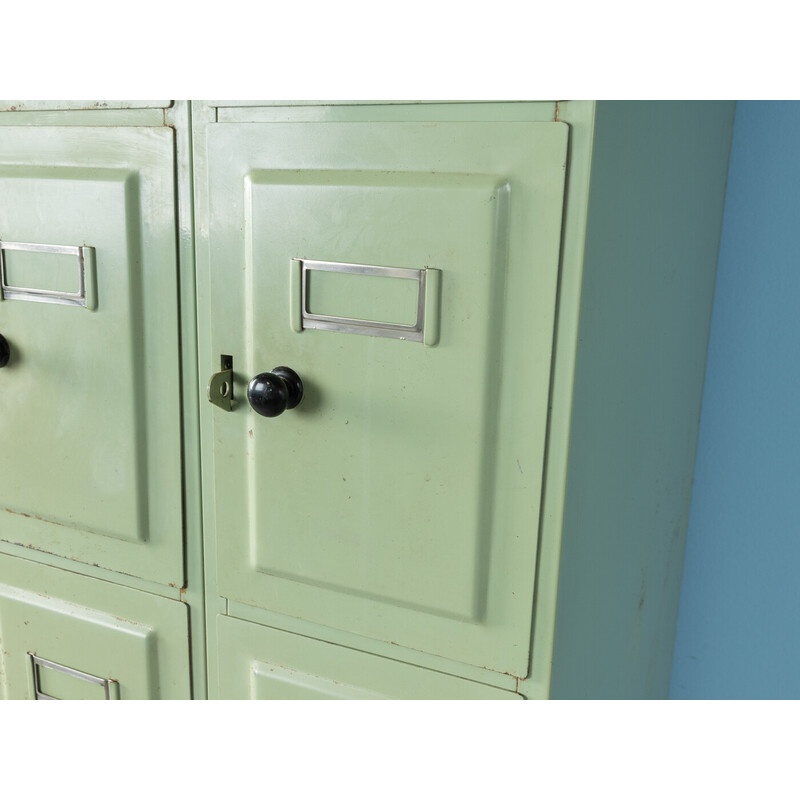 Vintage green metal locker, Netherlands 1950s