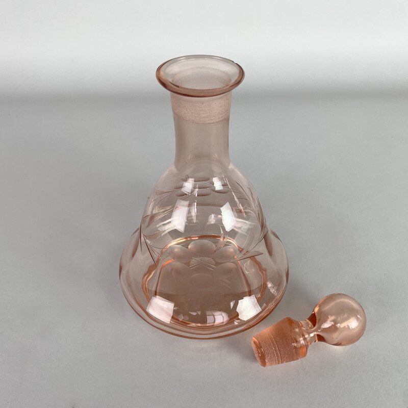 Caraffa in vetro tagliato vintage Bohemian Rosaline, anni '50