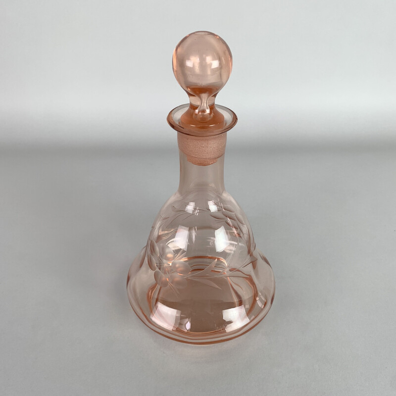 Vintage Bohemian Rosaline cut glass carafe, 1950s