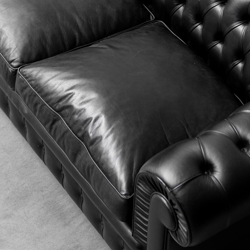 Vintage Chesterfield-Sofa aus schwarzem Leder, 1970