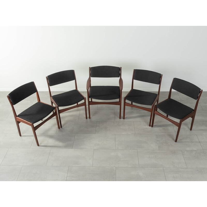 Set of 5 vintage teak chairs by Poul Volther for Frem Røjle, Denmark 1960s