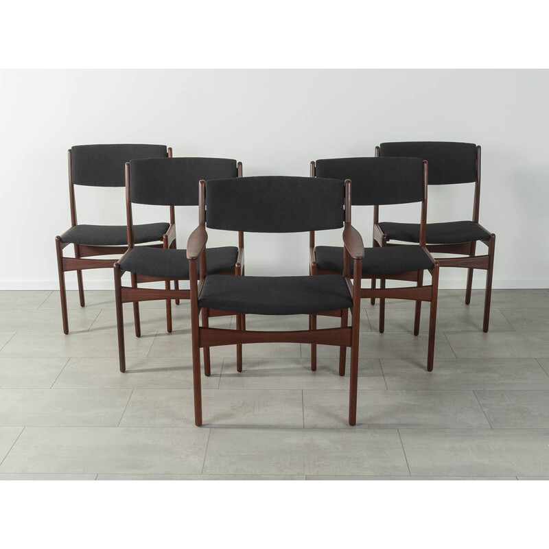 Set of 5 vintage teak chairs by Poul Volther for Frem Røjle, Denmark 1960s