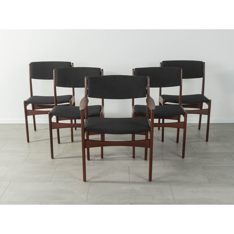 Set van 5 vintage teakhouten stoelen van Poul Volther voor Frem Røjle, Denemarken 1960