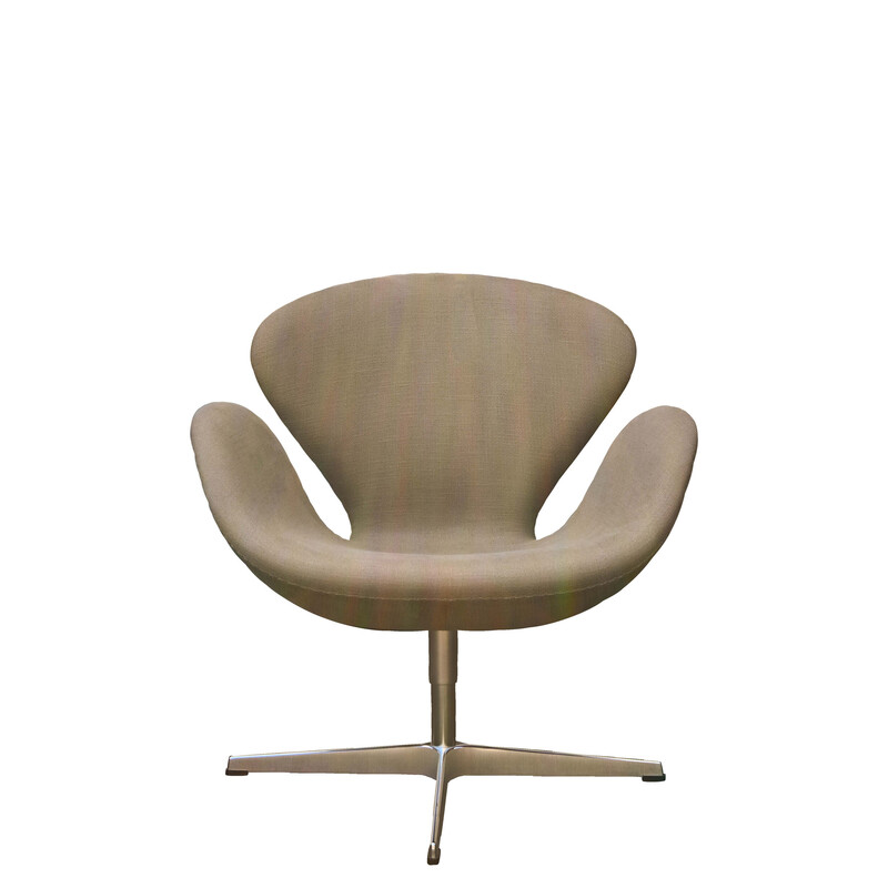 Cadeira giratória Swan vintage em tecido castanho de Arne Jacobsen para Fritz Hansen, 2013