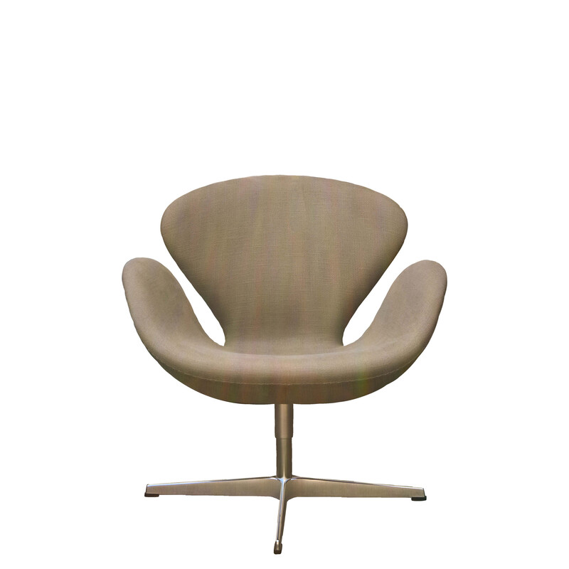 Vintage Swan swivel armchair in brown fabric by Arne Jacobsen for Fritz Hansen, 2013