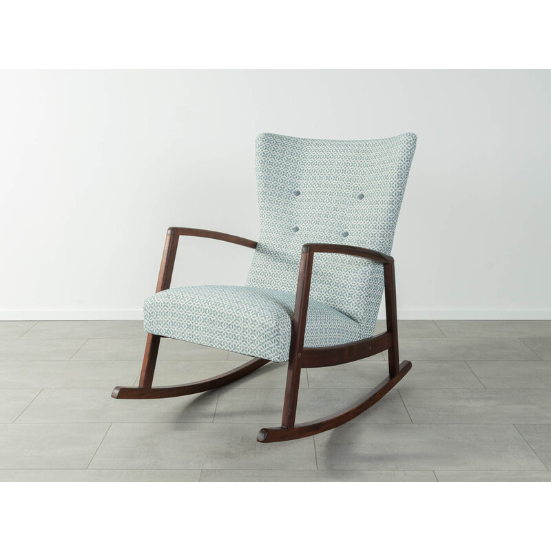 Vintage rocking chair in beech wood with upholstery fabric, Germany 1950s