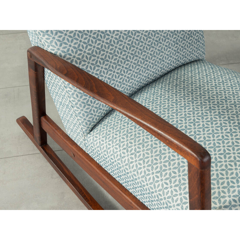 Vintage rocking chair in beech wood with upholstery fabric, Germany 1950s