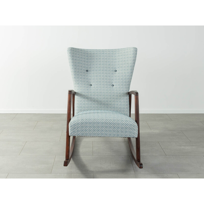 Vintage rocking chair in beech wood with upholstery fabric, Germany 1950s