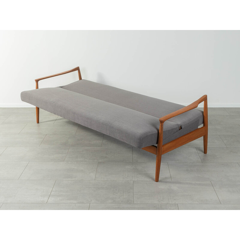 Vintage sofa in teak with grey upholstery fabric, Germany 1960s
