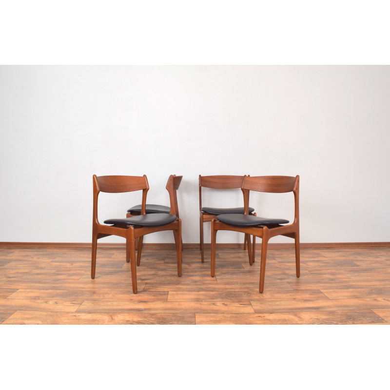 Set of 4 mid-century model 49 dining chairs by Erik Buch for O.D. Møbler, 1960s