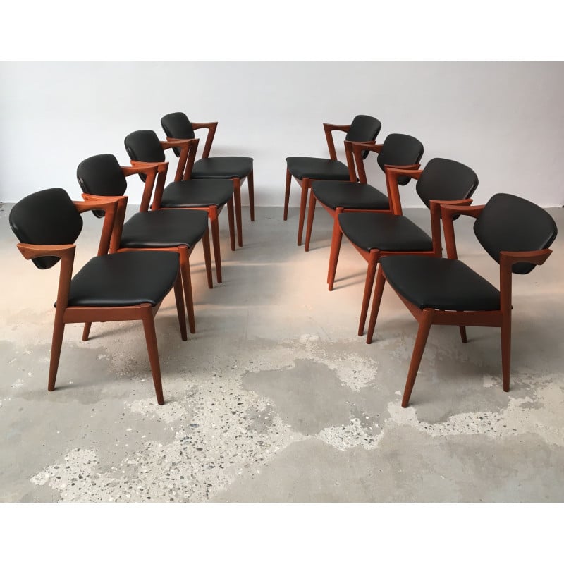 Ensemble de 8 chaises vintage en teck par Kai Kristiansen pour Schous Møbelfabrik, 1960