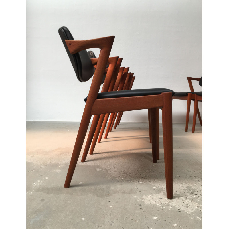 Set of 8 vintage teak dining chairs by Kai Kristiansen for Schous Møbelfabrik, 1960s