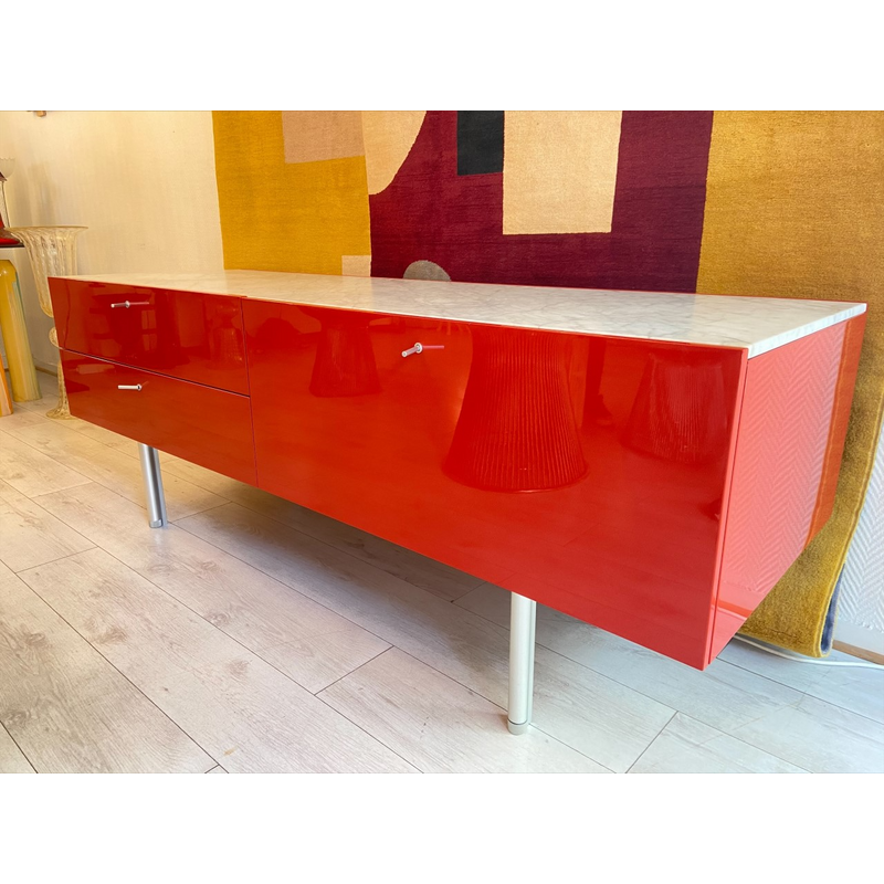 Vintage marble and lacquered wood sideboard by Florence Knoll for Cassina, 2002