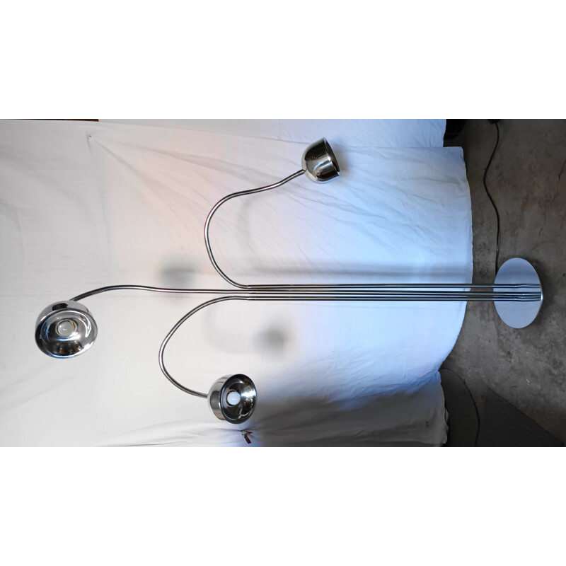 Vintage Hydra chrome floor lamp with 3 arms by Goffredo Reggiani, 1970