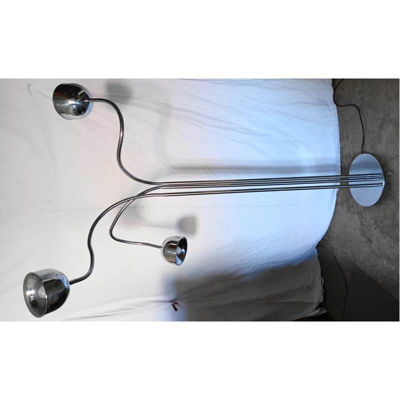 Vintage Hydra chrome floor lamp with 3 arms by Goffredo Reggiani, 1970