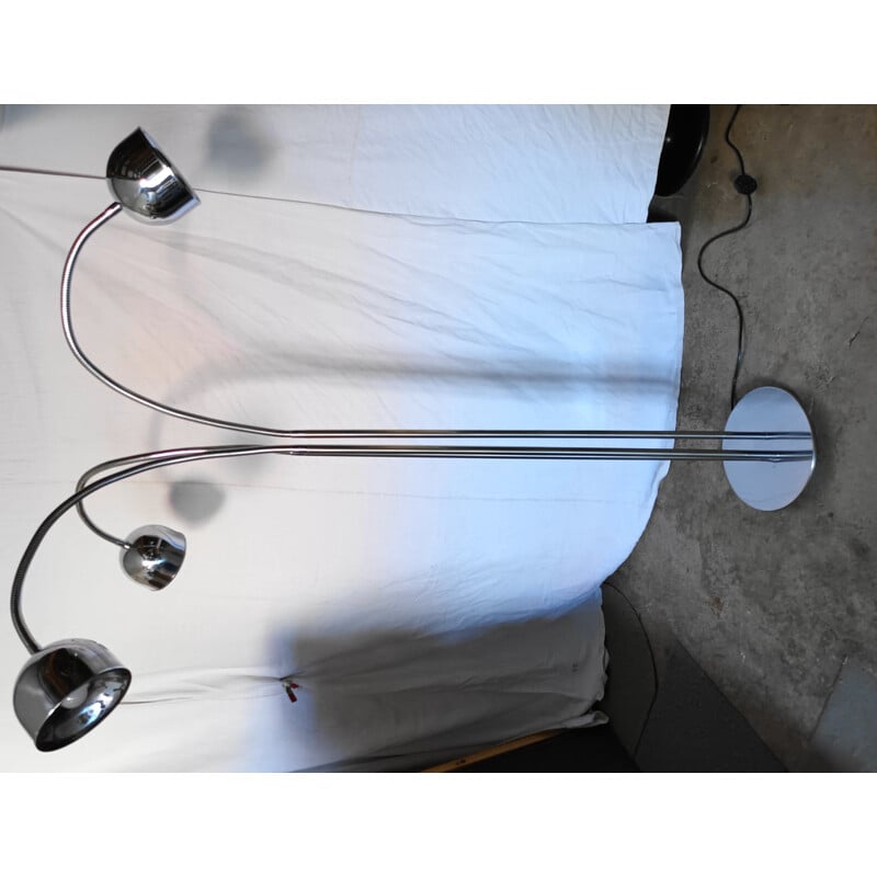 Vintage Hydra chrome floor lamp with 3 arms by Goffredo Reggiani, 1970