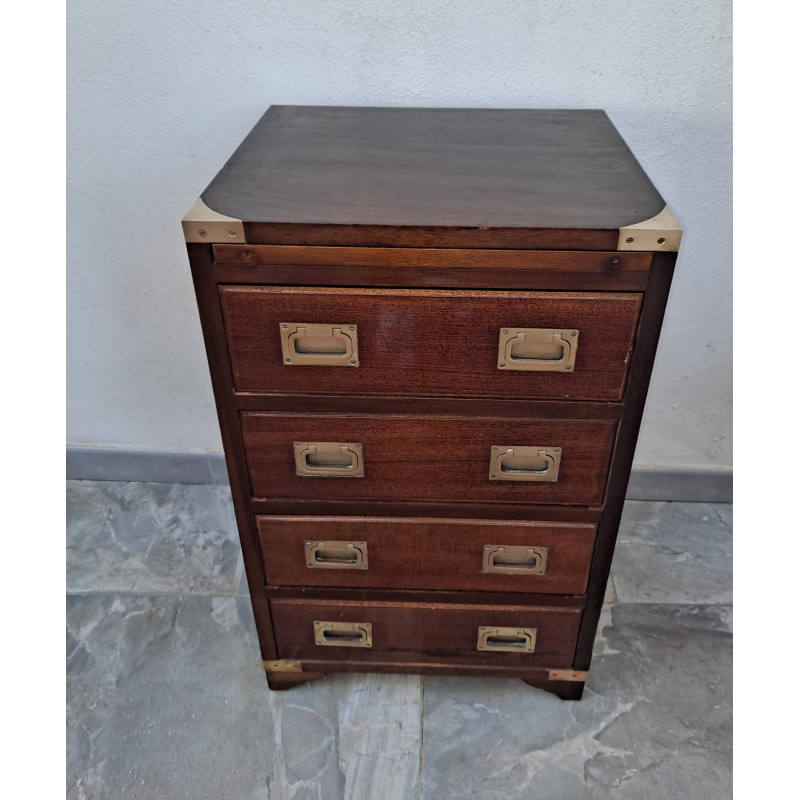 Vintage military campaign set of drawers with sliding shelf, 1900s