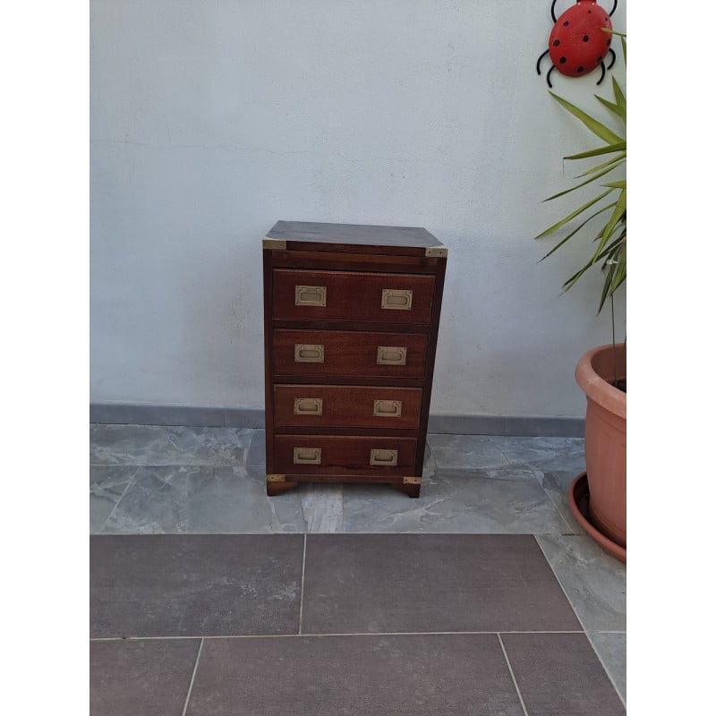 Vintage military campaign set of drawers with sliding shelf, 1900s