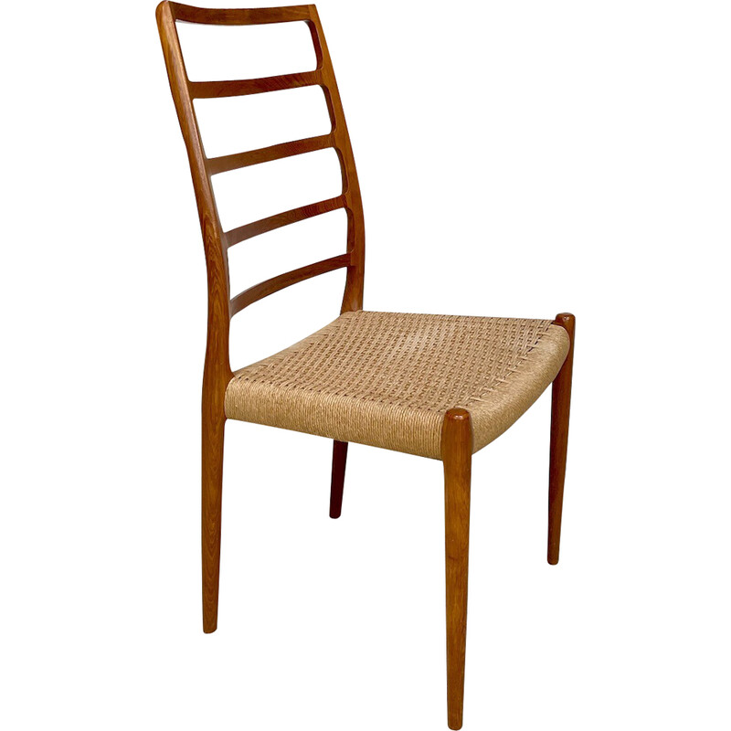 Danish vintage teak model 82 side chair by Niels O. Møller for J.L. Møllers, 1960s