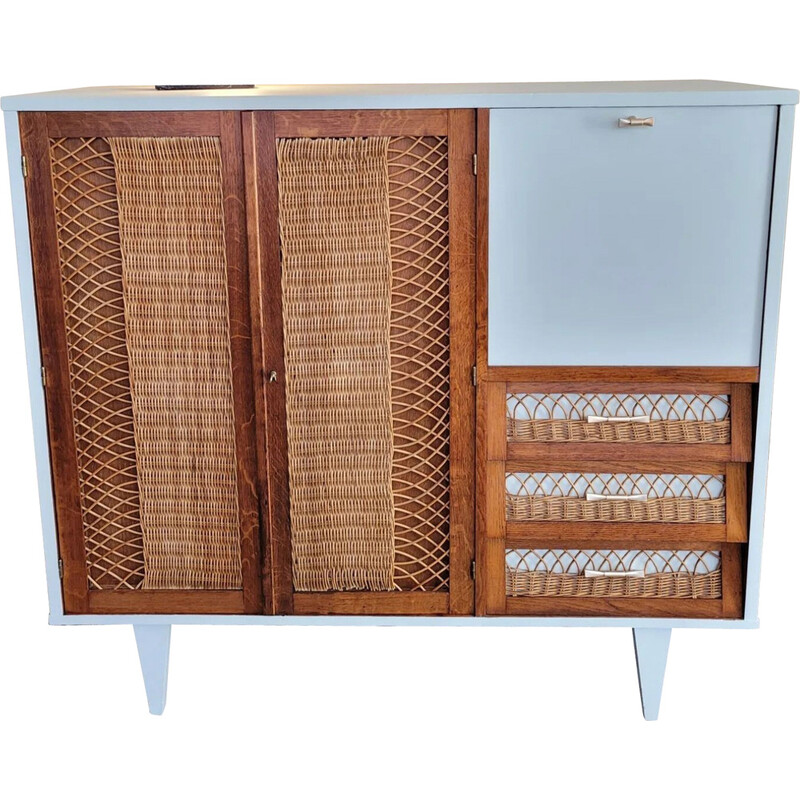 Vintage rattan cabinet, 1950-1960