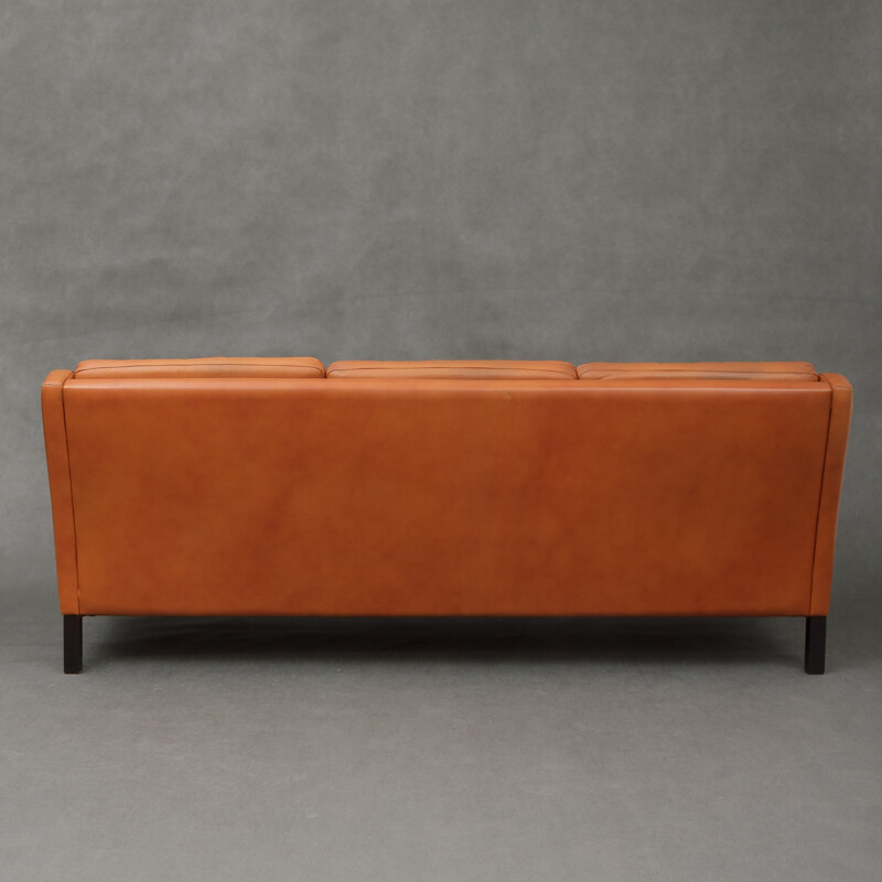 3-seater brown leather sofa - 1970s