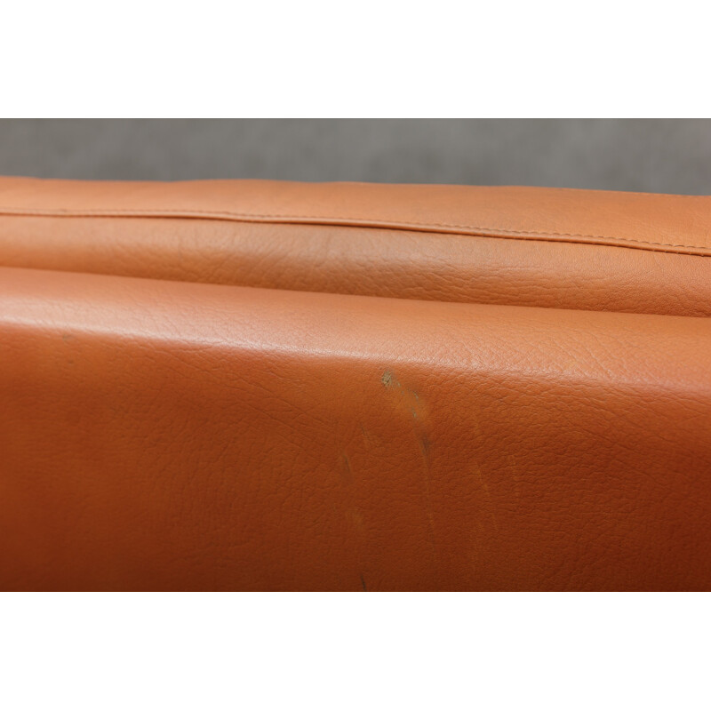 3-seater brown leather sofa - 1970s