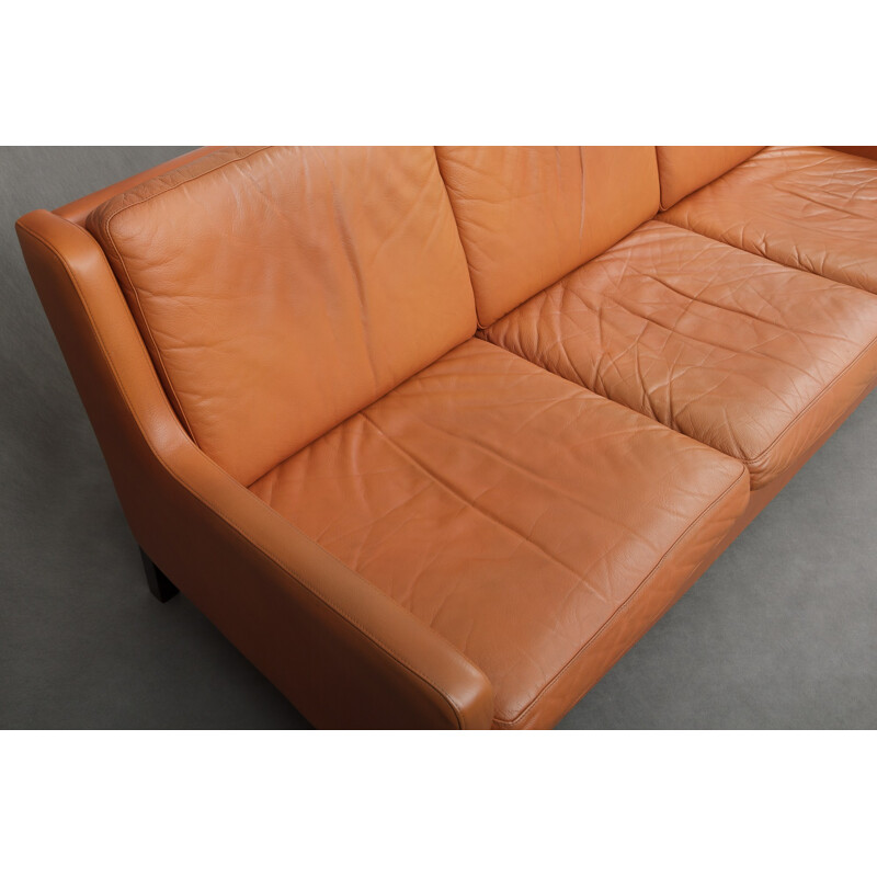 Canapé 3 places marron en cuir - 1970