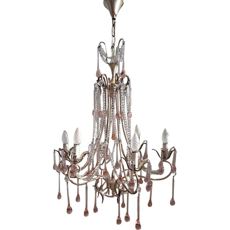 Vintage Murano glass chandelier, Italy 1940s