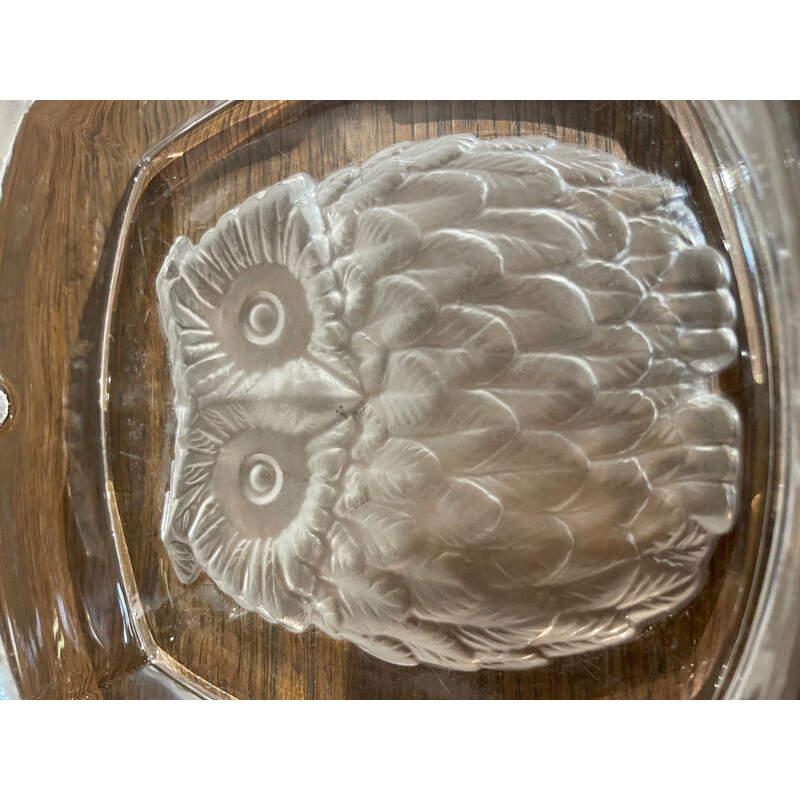 Cinzeiro Vintage owl da fábrica de cristais de Vannes, 1970