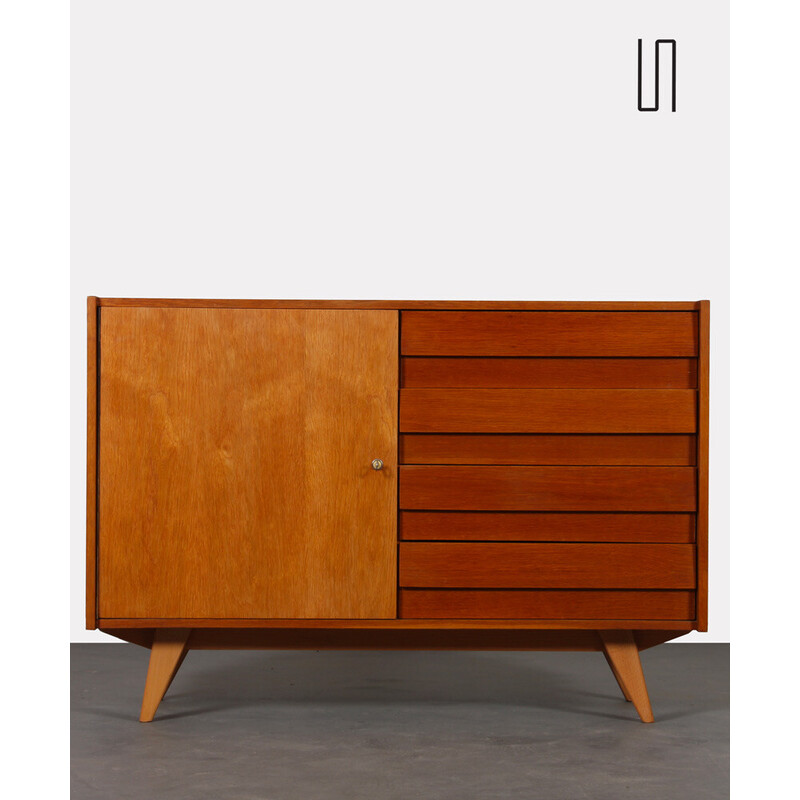 Vintage oakwood storage unit model U-458 by Jiri Jiroutek for Interier Praha, 1960