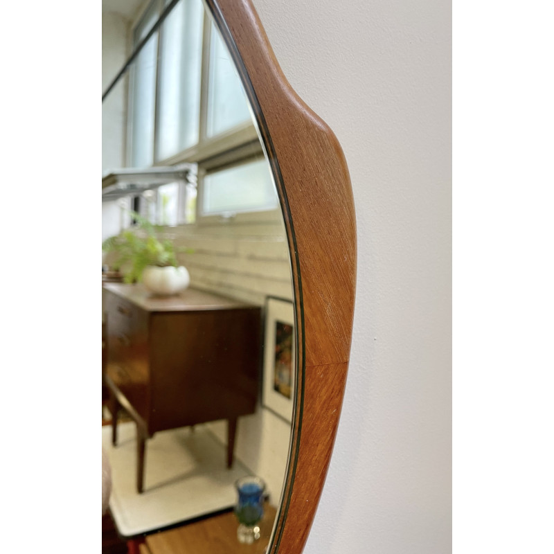 Vintage round teak mirror