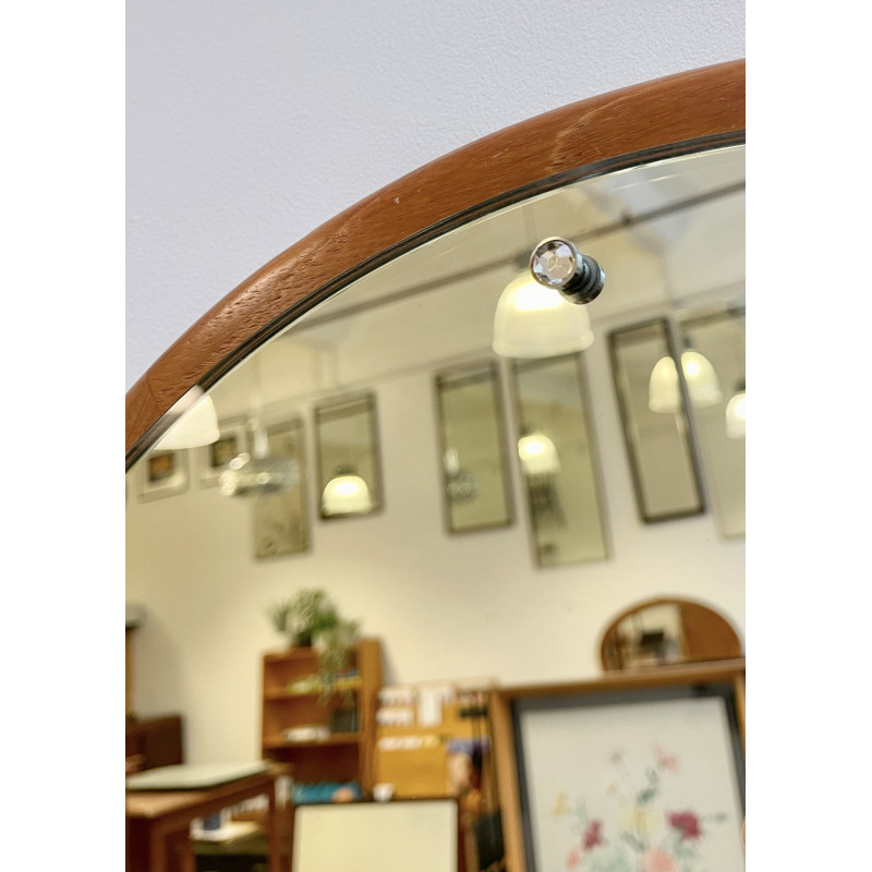 Vintage round teak mirror