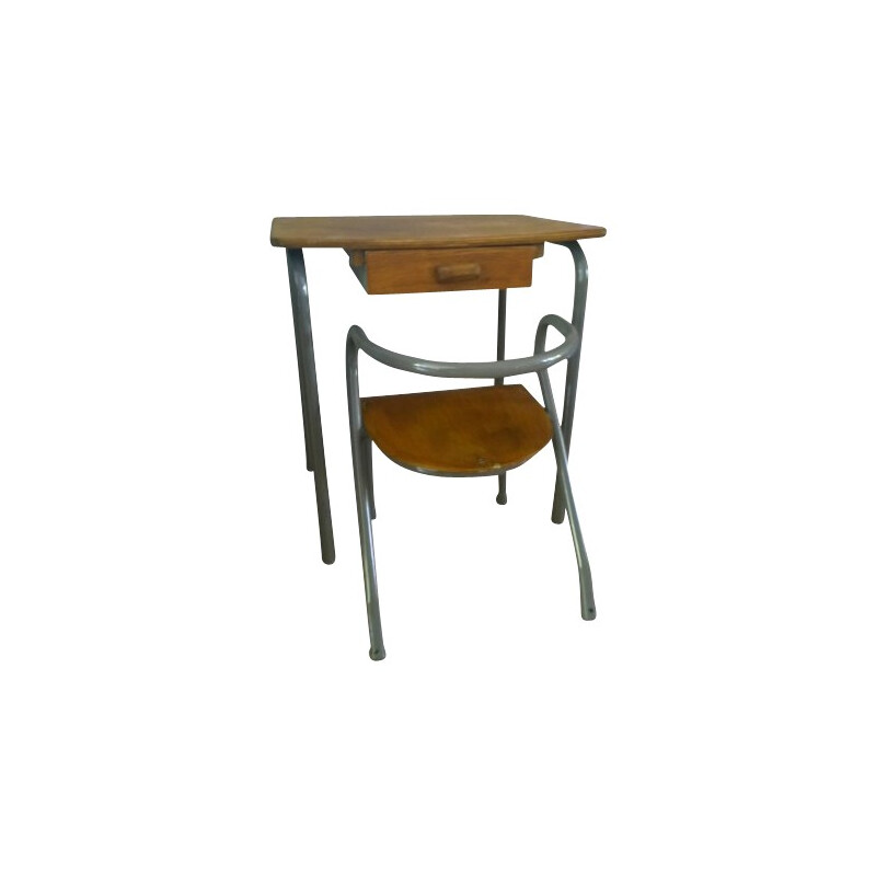 Ensemble scolaire MCA bureau et chaise, Jacques HITIER - années 50