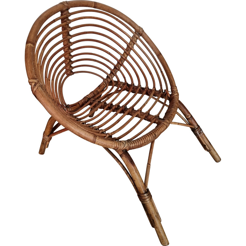 Vintage rattan armchair for children