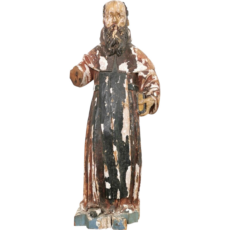 Figura religiosa santa policromada do sul da Europa de meados do século